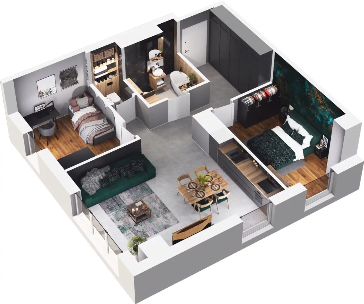 3 pokoje, mieszkanie 67,29 m², piętro 2, oferta nr CP/R7/25, Centralpark, Gdańsk, Piecki-Migowo, Morena, ul. Franciszka Rakoczego