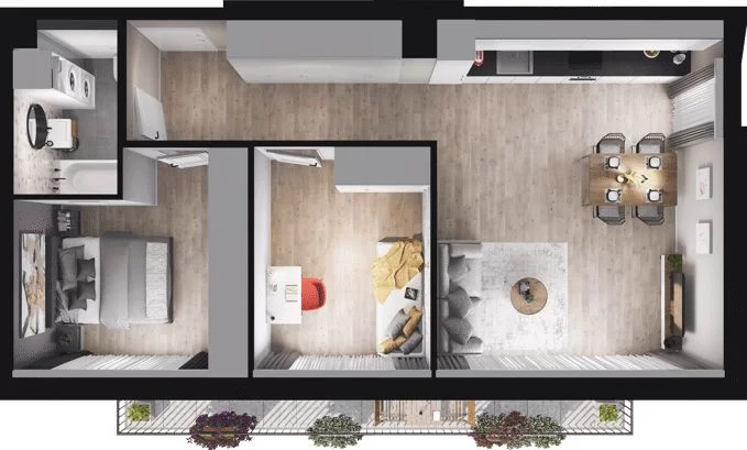 3 pokoje, mieszkanie 62,50 m², piętro 1, oferta nr W/1/7, Welocity Wiczlino, Gdynia, Chwarzno-Wiczlino, ul. Jana Kazimierza