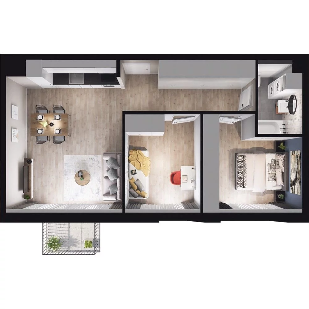3 pokoje, mieszkanie 61,35 m², piętro 1, oferta nr W/2/14, Welocity Wiczlino, Gdynia, Chwarzno-Wiczlino, ul. Jana Kazimierza