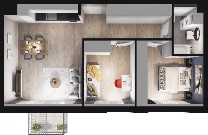 3 pokoje, mieszkanie 61,35 m², piętro 1, oferta nr W/2/14, Welocity Wiczlino, Gdynia, Chwarzno-Wiczlino, ul. Jana Kazimierza