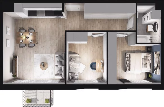 3 pokoje, mieszkanie 61,35 m², piętro 2, oferta nr W/2/24, Welocity Wiczlino, Gdynia, Chwarzno-Wiczlino, ul. Jana Kazimierza