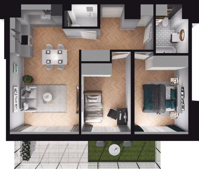 3 pokoje, mieszkanie 60,17 m², parter, oferta nr WO/O18/6, Wiszące Ogrody, Gdańsk, Jasień, Kiełpinek, ul. Przytulna
