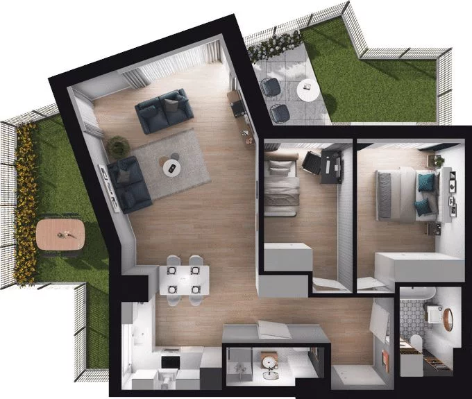 3 pokoje, mieszkanie 70,85 m², parter, oferta nr WO/O18/8, Wiszące Ogrody, Gdańsk, Jasień, Kiełpinek, ul. Przytulna