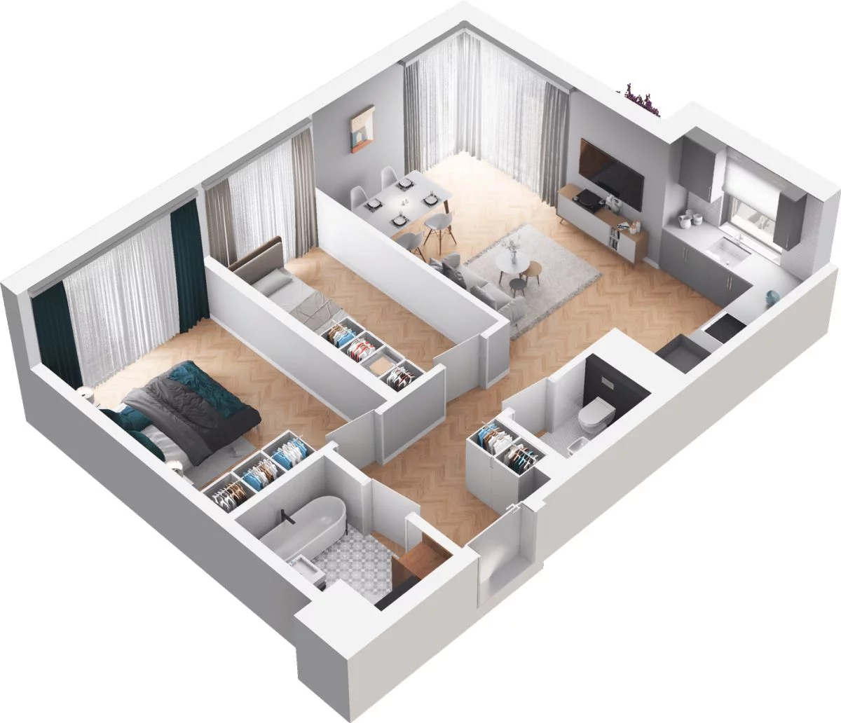 3 pokoje, mieszkanie 58,31 m², piętro 1, oferta nr WO/O18/12, Wiszące Ogrody, Gdańsk, Jasień, Kiełpinek, ul. Przytulna