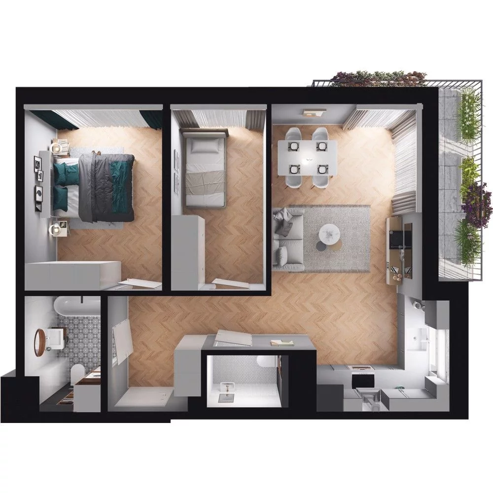 3 pokoje, mieszkanie 58,31 m², piętro 1, oferta nr WO/O18/12, Wiszące Ogrody, Gdańsk, Jasień, Kiełpinek, ul. Przytulna