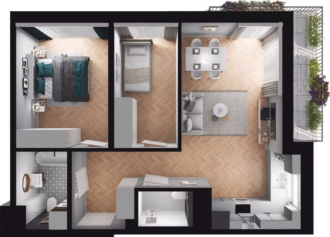 3 pokoje, mieszkanie 58,31 m², piętro 1, oferta nr WO/O18/12, Wiszące Ogrody, Gdańsk, Jasień, Kiełpinek, ul. Przytulna