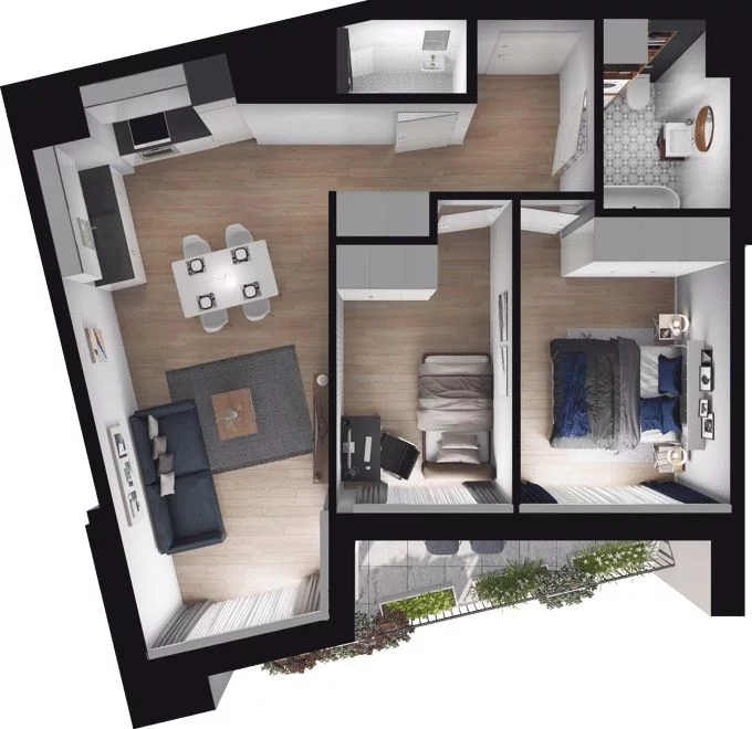 3 pokoje, mieszkanie 58,54 m², piętro 3, oferta nr WO/O18/34, Wiszące Ogrody, Gdańsk, Jasień, Kiełpinek, ul. Przytulna