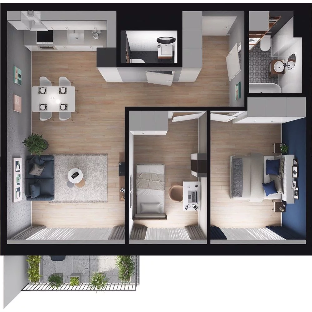 3 pokoje, mieszkanie 60,56 m², piętro 1, oferta nr WO/O16/15, Wiszące Ogrody, Gdańsk, Jasień, Kiełpinek, ul. Przytulna
