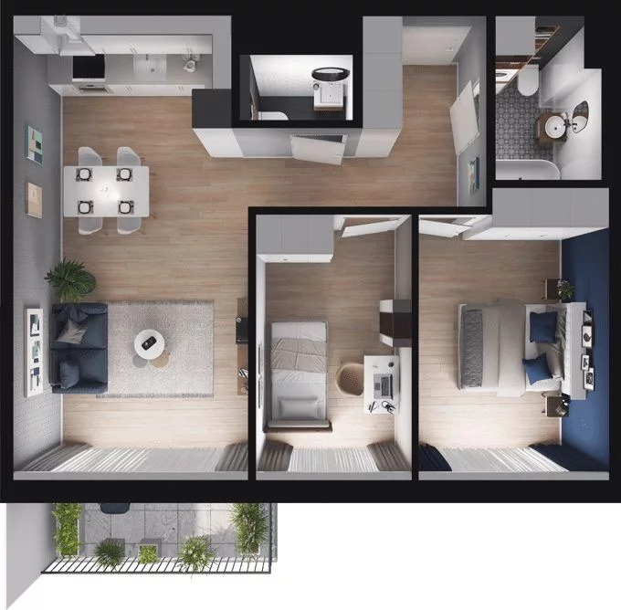 3 pokoje, mieszkanie 60,56 m², piętro 1, oferta nr WO/O16/15, Wiszące Ogrody, Gdańsk, Jasień, Kiełpinek, ul. Przytulna
