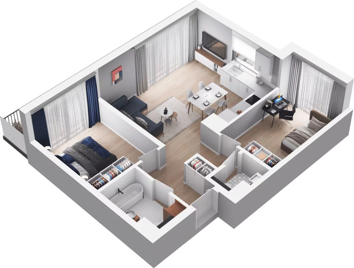 3 pokoje, mieszkanie 59,09 m², piętro 2, oferta nr WO/O16/22, Wiszące Ogrody, Gdańsk, Jasień, Kiełpinek, ul. Przytulna