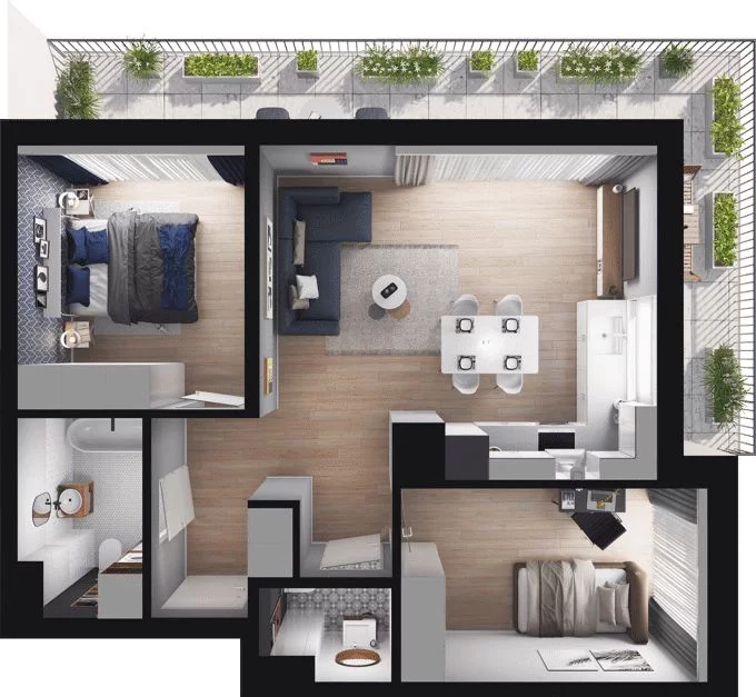 3 pokoje, mieszkanie 59,09 m², piętro 2, oferta nr WO/O16/22, Wiszące Ogrody, Gdańsk, Jasień, Kiełpinek, ul. Przytulna