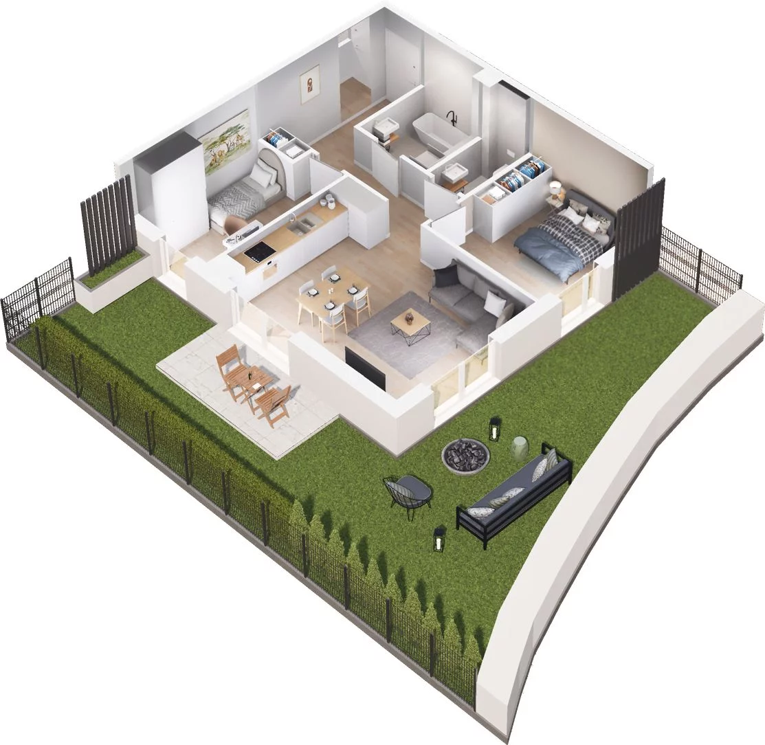 3 pokoje, mieszkanie 62,63 m², parter, oferta nr WO/T/13/9, Wiszące Ogrody, Gdańsk, Jasień, Kiełpinek, ul. Przytulna