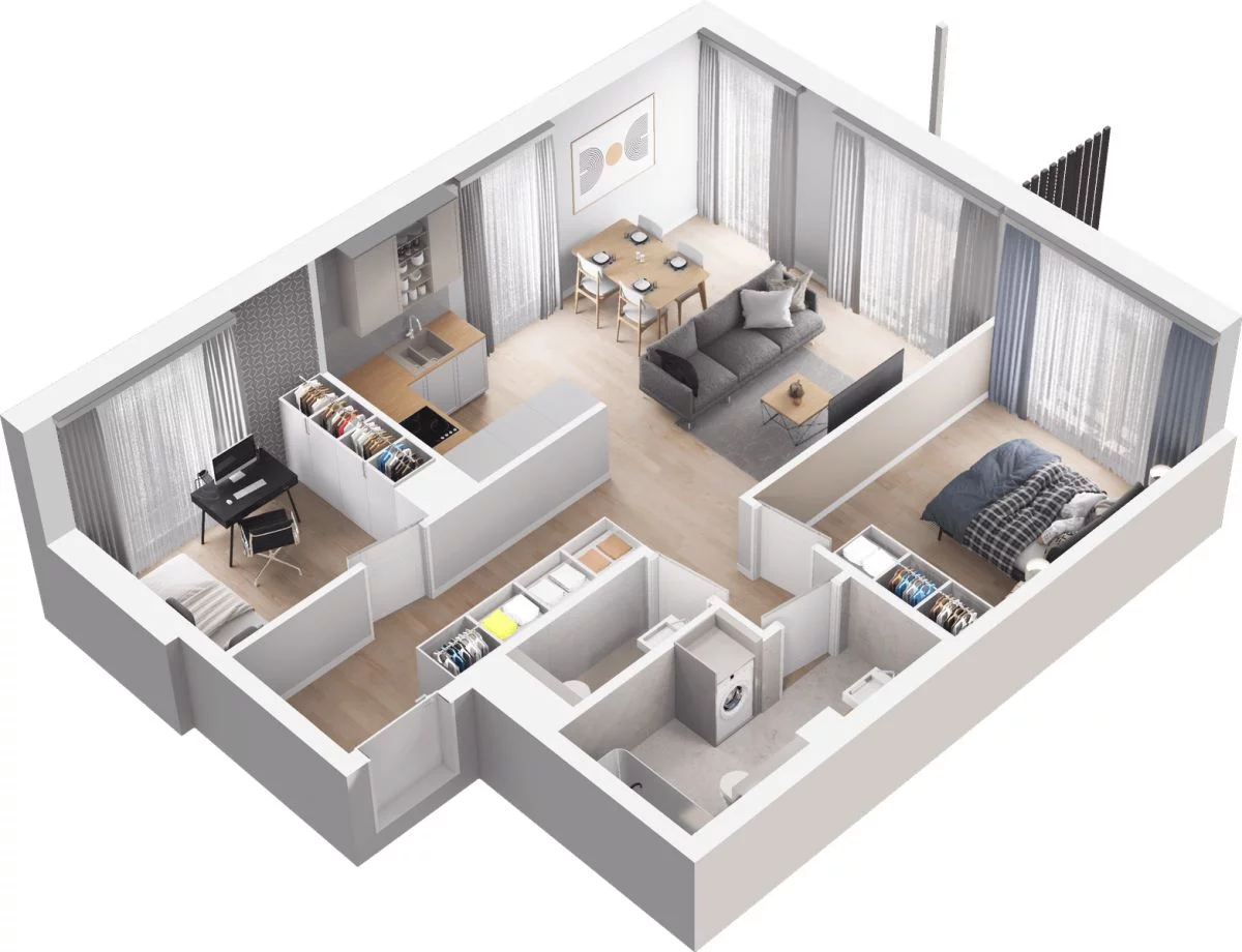 3 pokoje, mieszkanie 65,04 m², piętro 1, oferta nr WO/T/13/17, Wiszące Ogrody, Gdańsk, Jasień, Kiełpinek, ul. Przytulna