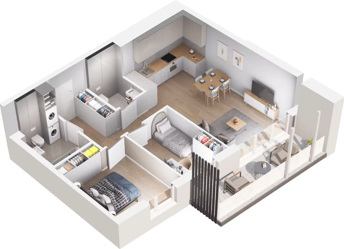 3 pokoje, mieszkanie 57,18 m², piętro 2, oferta nr WO/T/13/26, Wiszące Ogrody, Gdańsk, Jasień, Kiełpinek, ul. Przytulna