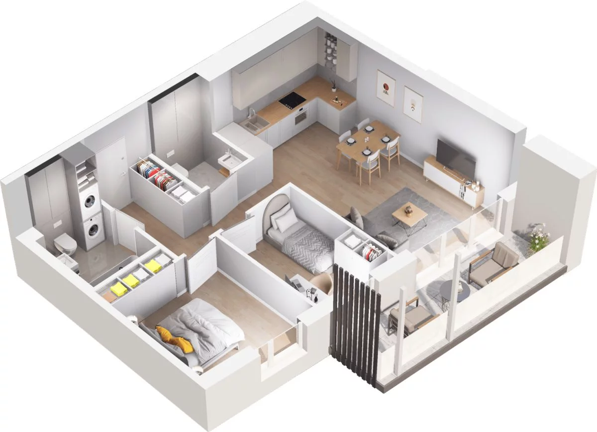 3 pokoje, mieszkanie 57,18 m², piętro 3, oferta nr WO/T/13/37, Wiszące Ogrody, Gdańsk, Jasień, Kiełpinek, ul. Przytulna