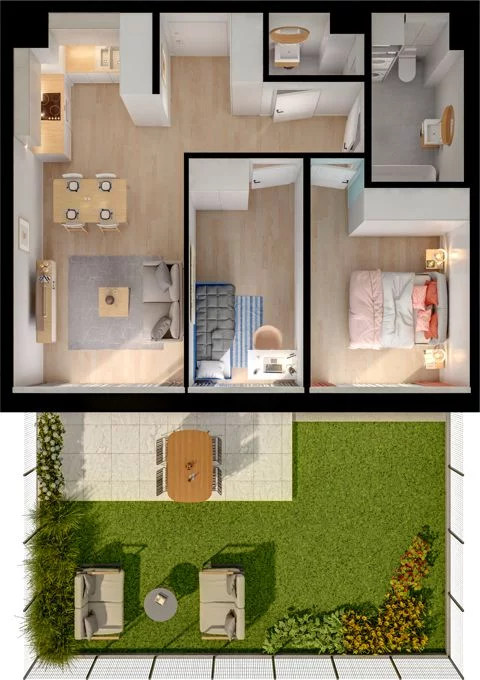 3 pokoje, mieszkanie 56,74 m², parter, oferta nr WO/P33/2, Wiszące Ogrody, Gdańsk, Jasień, Kiełpinek, ul. Przytulna