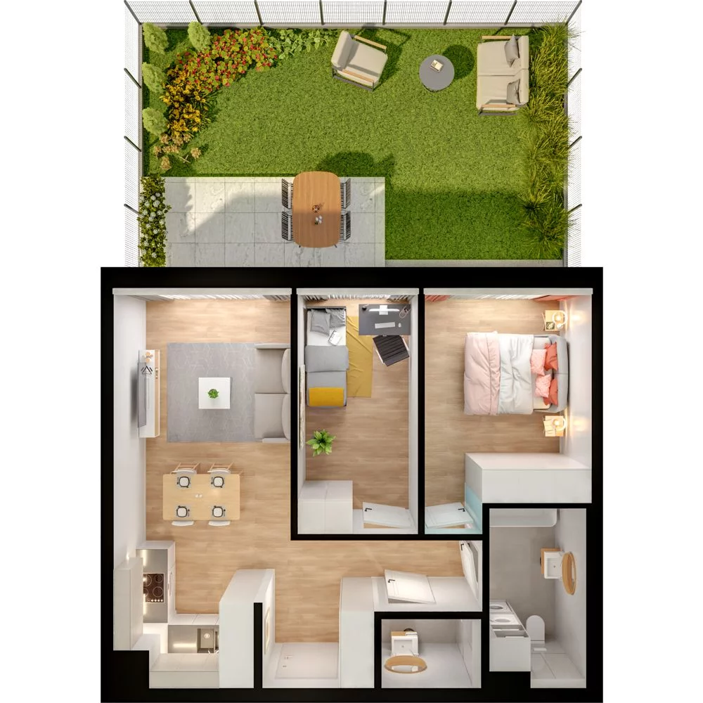 3 pokoje, mieszkanie 56,81 m², parter, oferta nr WO/P33/5, Wiszące Ogrody, Gdańsk, Jasień, Kiełpinek, ul. Przytulna