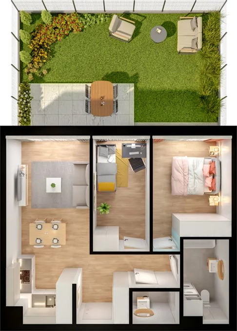 3 pokoje, mieszkanie 56,81 m², parter, oferta nr WO/P33/5, Wiszące Ogrody, Gdańsk, Jasień, Kiełpinek, ul. Przytulna