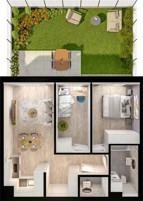 3 pokoje, mieszkanie 56,81 m², parter, oferta nr WO/P33/5, Wiszące Ogrody, Gdańsk, Jasień, Kiełpinek, ul. Przytulna