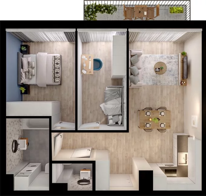 3 pokoje, mieszkanie 56,98 m², piętro 1, oferta nr WO/P33/18, Wiszące Ogrody, Gdańsk, Jasień, Kiełpinek, ul. Przytulna