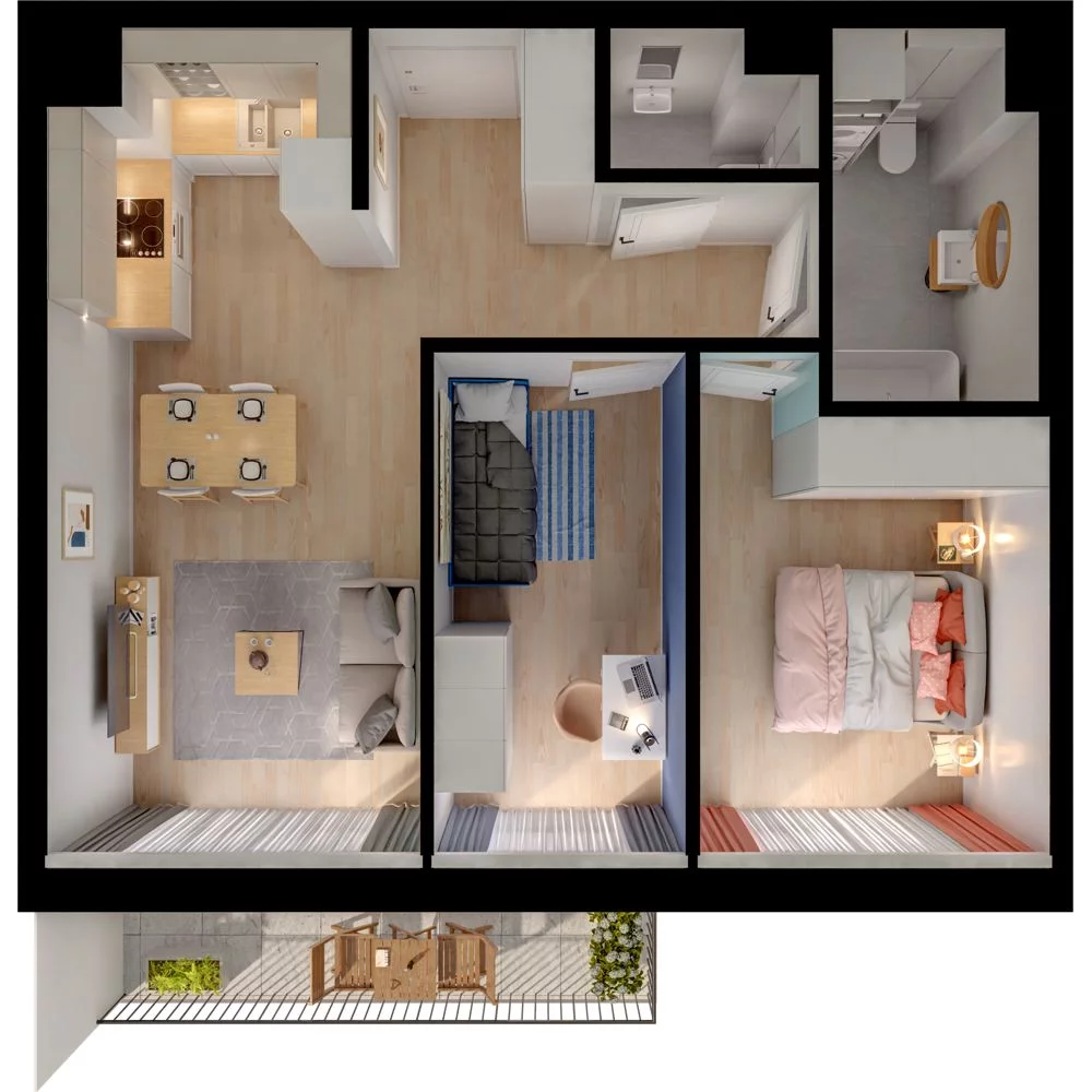 3 pokoje, mieszkanie 56,35 m², piętro 1, oferta nr WO/P33/24, Wiszące Ogrody, Gdańsk, Jasień, Kiełpinek, ul. Przytulna