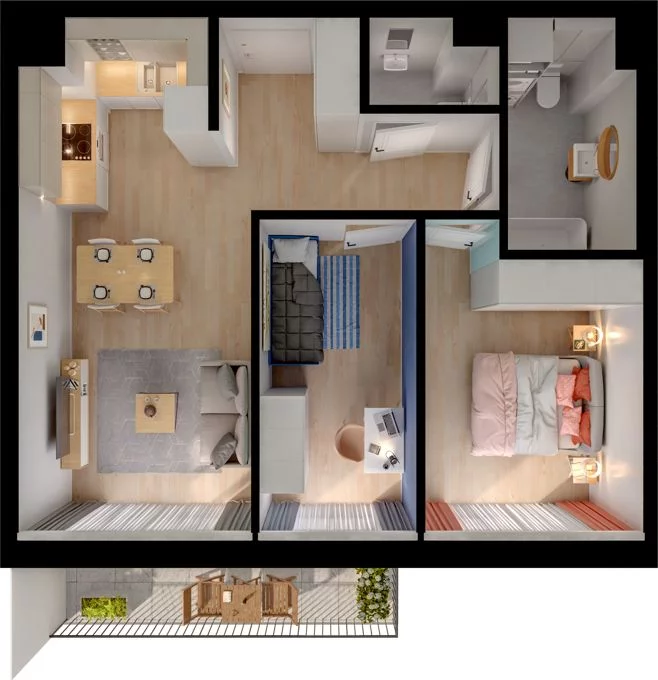 3 pokoje, mieszkanie 56,35 m², piętro 1, oferta nr WO/P33/24, Wiszące Ogrody, Gdańsk, Jasień, Kiełpinek, ul. Przytulna