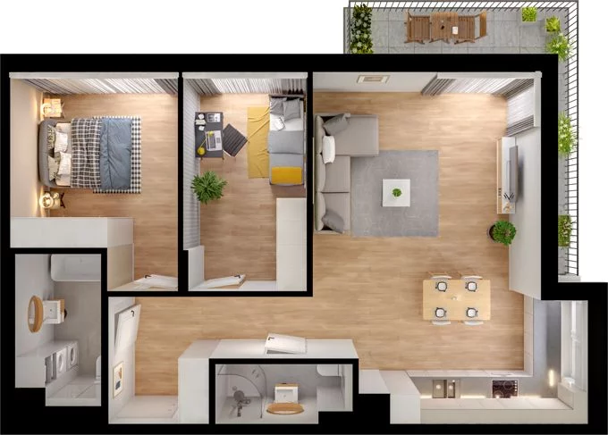 3 pokoje, mieszkanie 72,66 m², piętro 2, oferta nr WO/P33/30, Wiszące Ogrody, Gdańsk, Jasień, Kiełpinek, ul. Przytulna