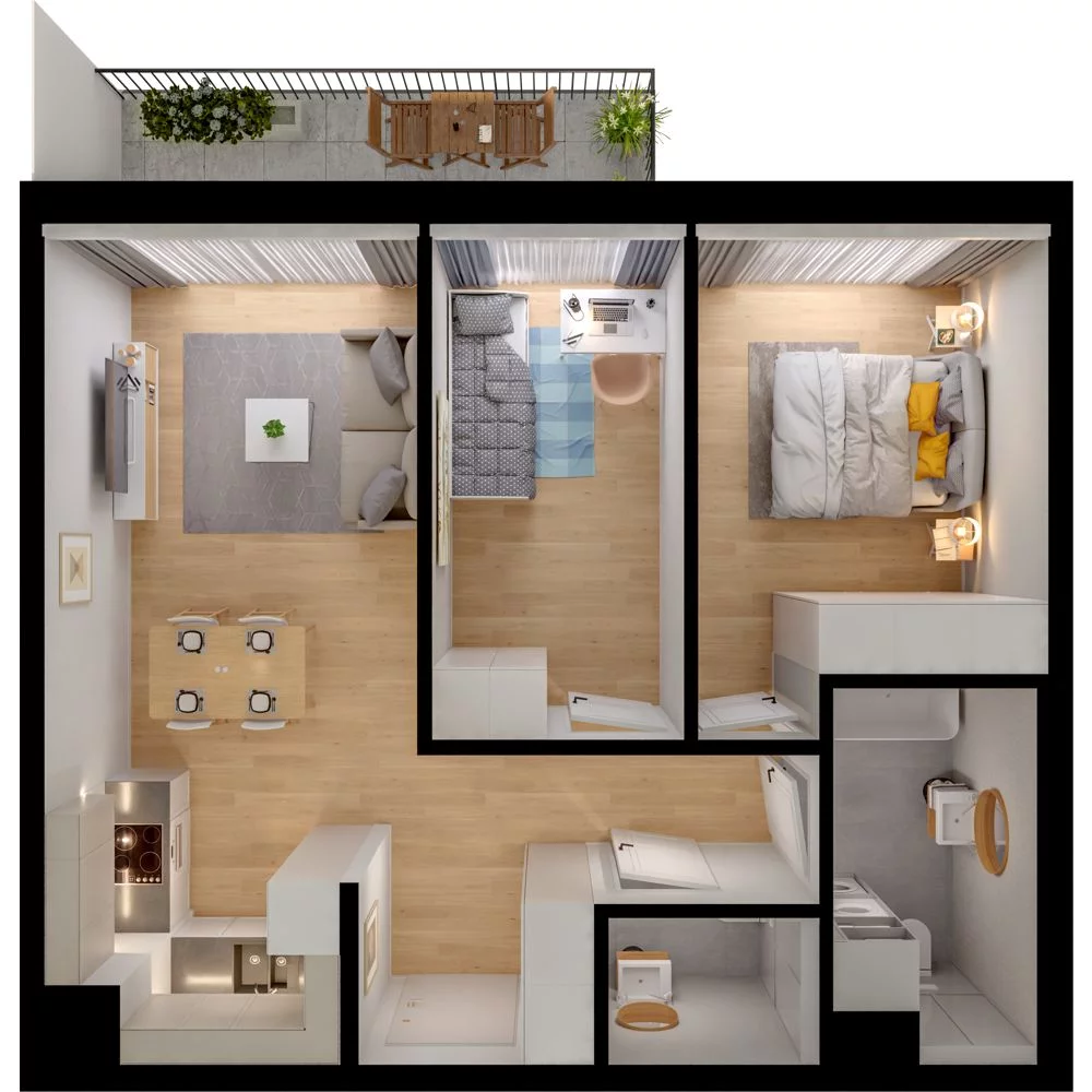 3 pokoje, mieszkanie 56,46 m², piętro 2, oferta nr WO/P33/38, Wiszące Ogrody, Gdańsk, Jasień, Kiełpinek, ul. Przytulna