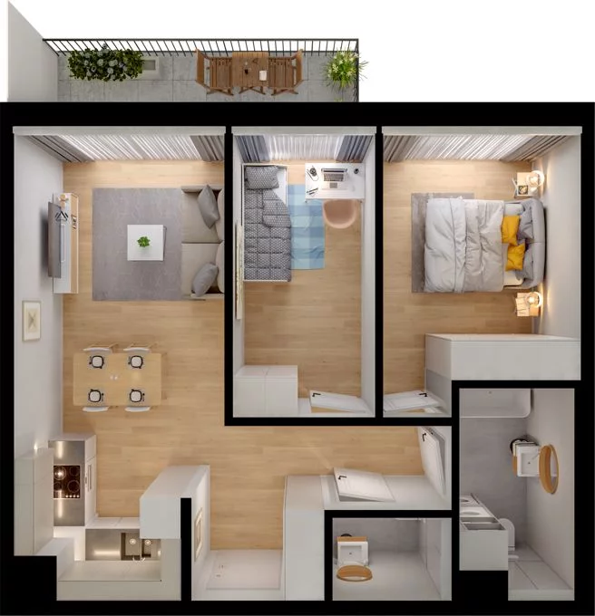 3 pokoje, mieszkanie 56,46 m², piętro 2, oferta nr WO/P33/38, Wiszące Ogrody, Gdańsk, Jasień, Kiełpinek, ul. Przytulna