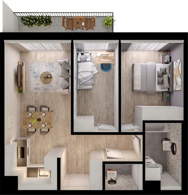 3 pokoje, mieszkanie 56,46 m², piętro 2, oferta nr WO/P33/38, Wiszące Ogrody, Gdańsk, Jasień, Kiełpinek, ul. Przytulna