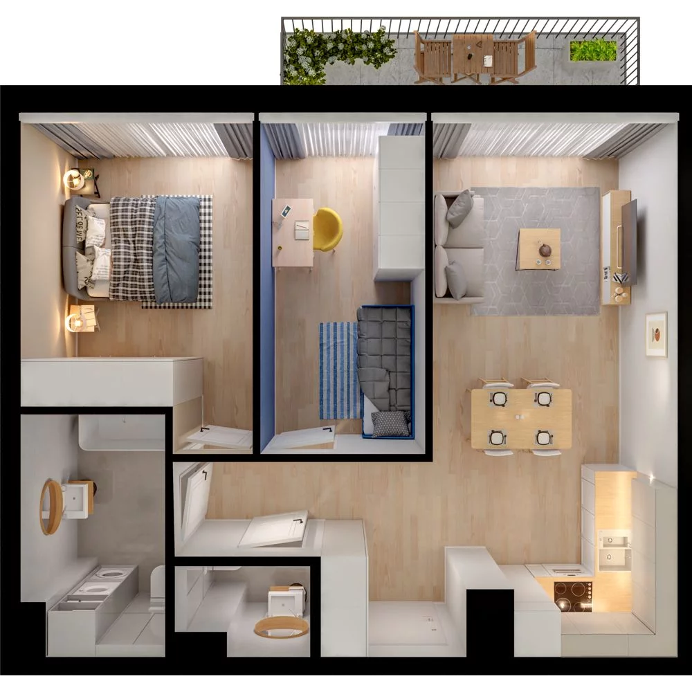 3 pokoje, mieszkanie 56,98 m², piętro 3, oferta nr WO/P33/40, Wiszące Ogrody, Gdańsk, Jasień, Kiełpinek, ul. Przytulna