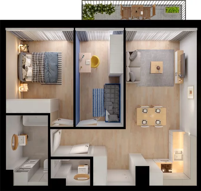 3 pokoje, mieszkanie 56,98 m², piętro 3, oferta nr WO/P33/40, Wiszące Ogrody, Gdańsk, Jasień, Kiełpinek, ul. Przytulna