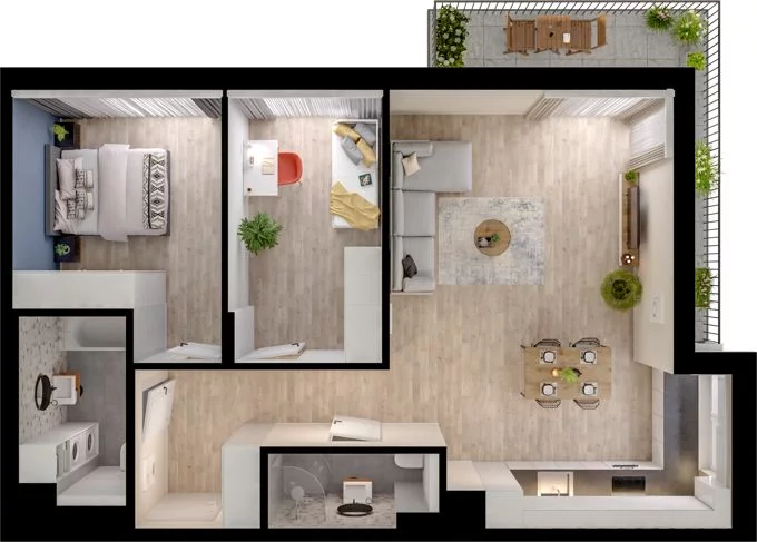 3 pokoje, mieszkanie 72,66 m², piętro 4, oferta nr WO/P33/52, Wiszące Ogrody, Gdańsk, Jasień, Kiełpinek, ul. Przytulna