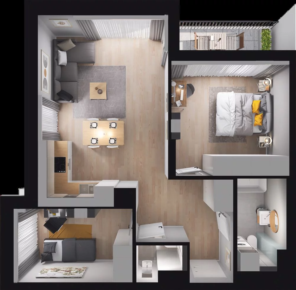 3 pokoje, mieszkanie 60,21 m², parter, oferta nr WO/B3/9, Wiszące Ogrody, Gdańsk, Jasień, Kiełpinek, ul. Przytulna