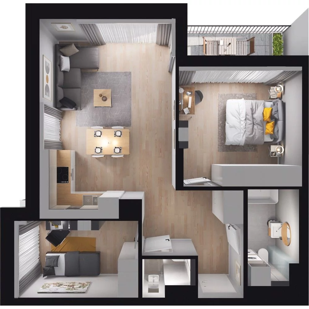 3 pokoje, mieszkanie 60,21 m², parter, oferta nr WO/B3/9, Wiszące Ogrody, Gdańsk, Jasień, Kiełpinek, ul. Przytulna
