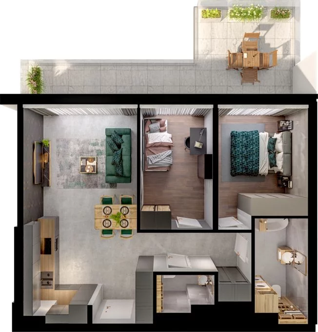 3 pokoje, mieszkanie 59,59 m², parter, oferta nr WO/P31/6, Wiszące Ogrody, Gdańsk, Jasień, Kiełpinek, ul. Przytulna