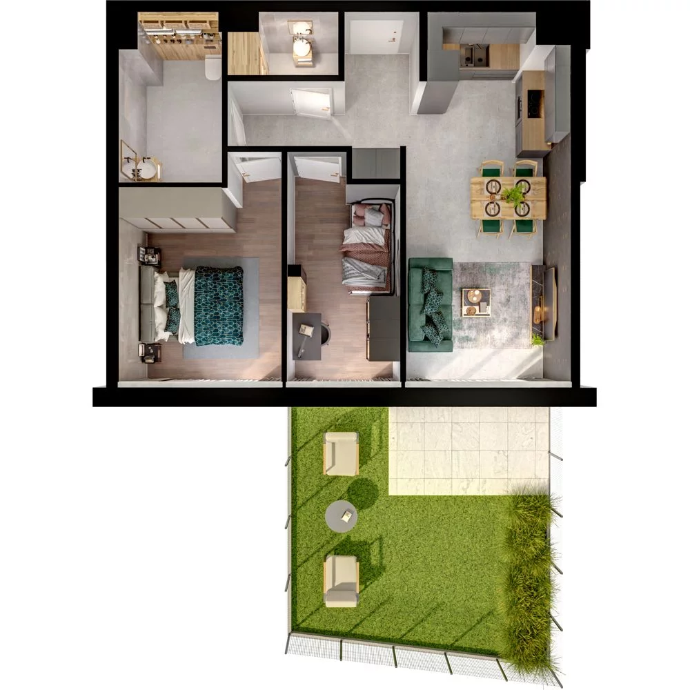 3 pokoje, mieszkanie 57,20 m², parter, oferta nr WO/P31/17, Wiszące Ogrody, Gdańsk, Jasień, Kiełpinek, ul. Przytulna