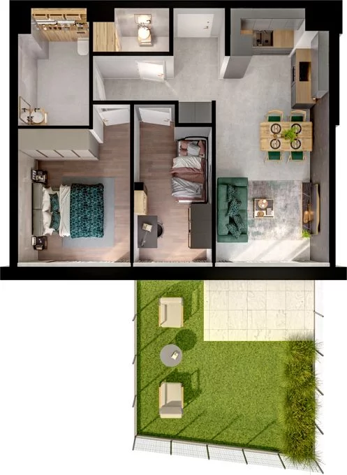3 pokoje, mieszkanie 57,20 m², parter, oferta nr WO/P31/17, Wiszące Ogrody, Gdańsk, Jasień, Kiełpinek, ul. Przytulna