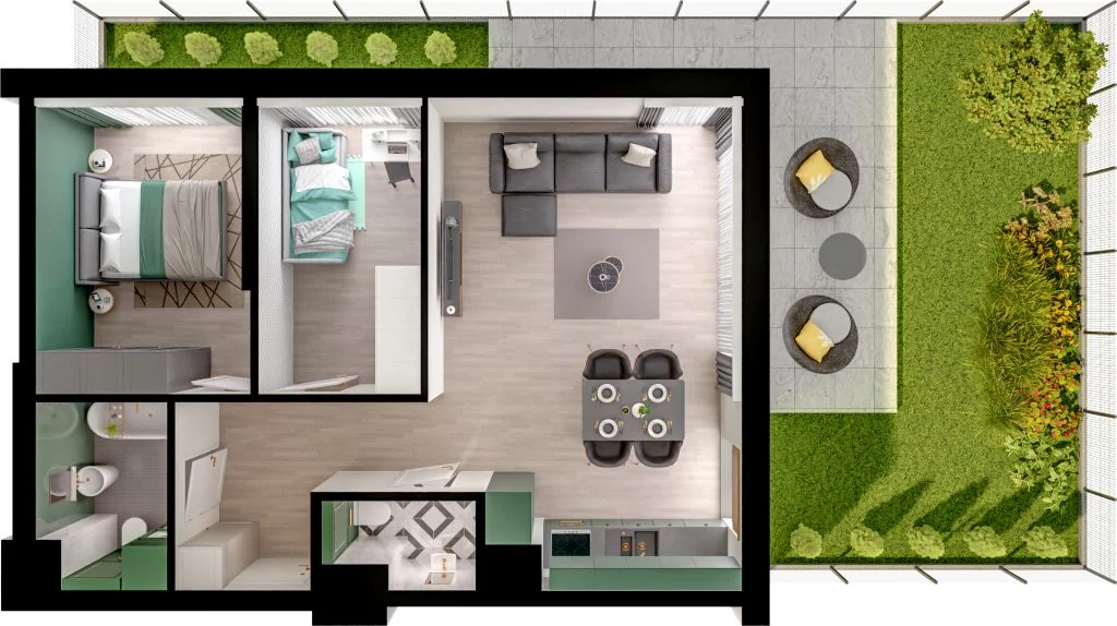3 pokoje, mieszkanie 60,03 m², parter, oferta nr WO/P3/3, Wiszące Ogrody, Gdańsk, Jasień, Kiełpinek, ul. Przytulna