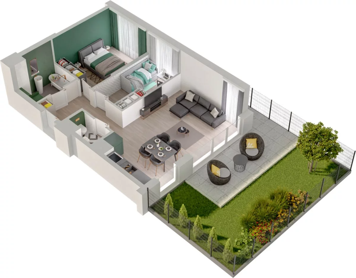 3 pokoje, mieszkanie 60,03 m², parter, oferta nr WO/P3/3, Wiszące Ogrody, Gdańsk, Jasień, Kiełpinek, ul. Przytulna