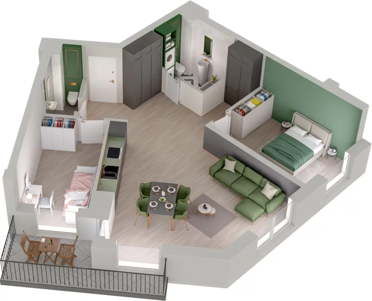 3 pokoje, mieszkanie 70,93 m², piętro 1, oferta nr WO/P3/25, Wiszące Ogrody, Gdańsk, Jasień, Kiełpinek, ul. Przytulna
