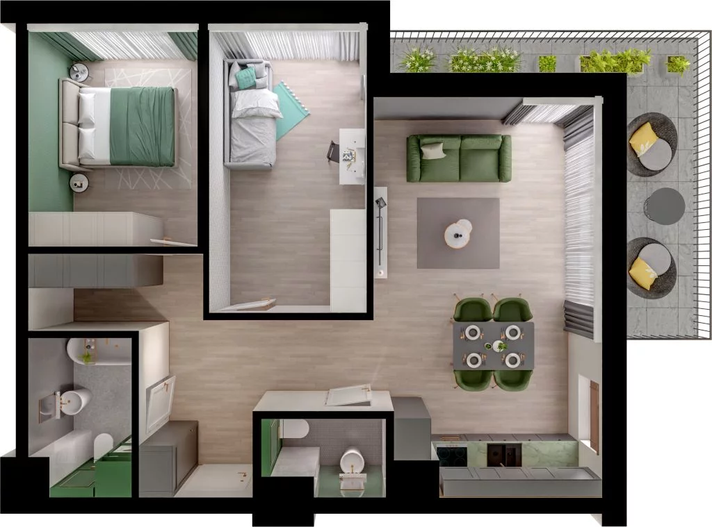 3 pokoje, mieszkanie 66,65 m², piętro 2, oferta nr WO/P3/29, Wiszące Ogrody, Gdańsk, Jasień, Kiełpinek, ul. Przytulna