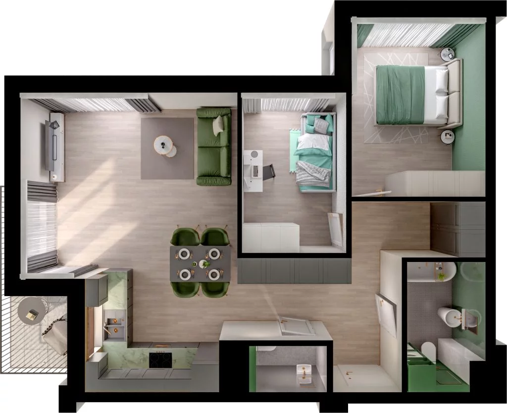 3 pokoje, mieszkanie 64,74 m², piętro 2, oferta nr WO/P3/36, Wiszące Ogrody, Gdańsk, Jasień, Kiełpinek, ul. Przytulna