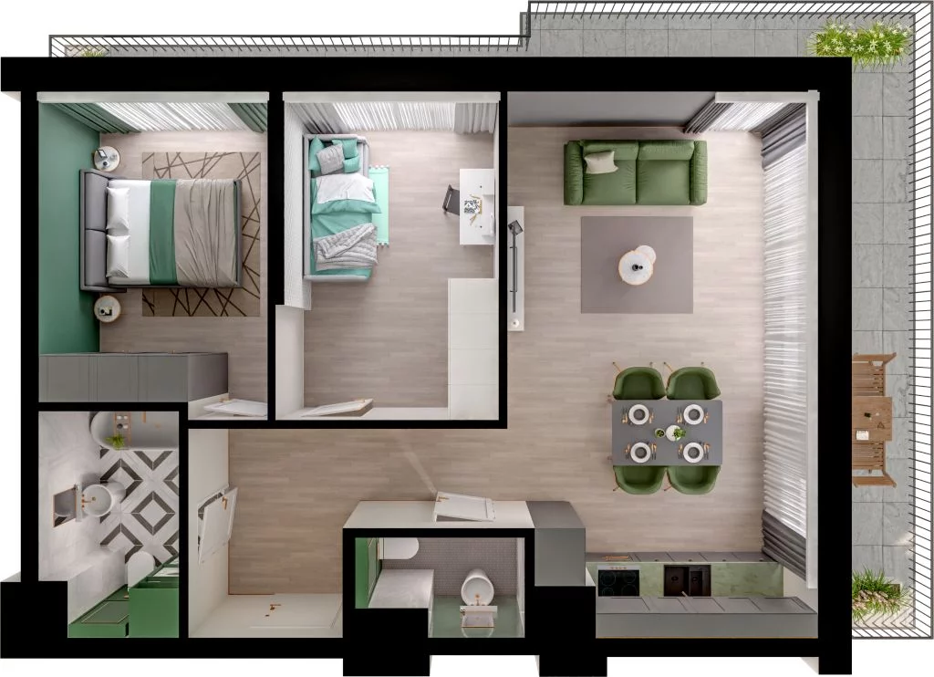 3 pokoje, mieszkanie 59,51 m², piętro 4, oferta nr WO/P3/55, Wiszące Ogrody, Gdańsk, Jasień, Kiełpinek, ul. Przytulna