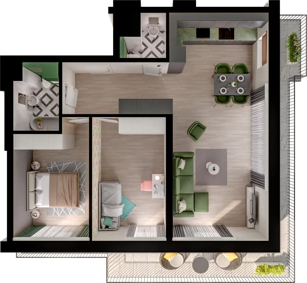 3 pokoje, mieszkanie 69,04 m², piętro 4, oferta nr WO/P3/56, Wiszące Ogrody, Gdańsk, Jasień, Kiełpinek, ul. Przytulna