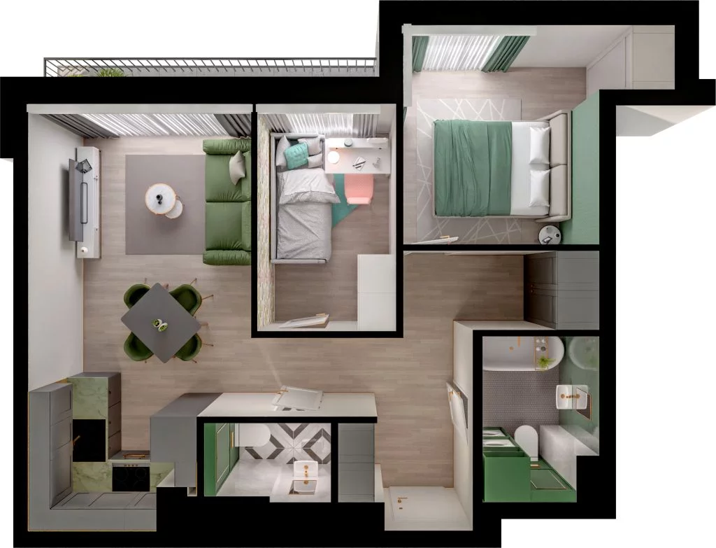 3 pokoje, mieszkanie 60,10 m², piętro 4, oferta nr WO/P3/63, Wiszące Ogrody, Gdańsk, Jasień, Kiełpinek, ul. Przytulna