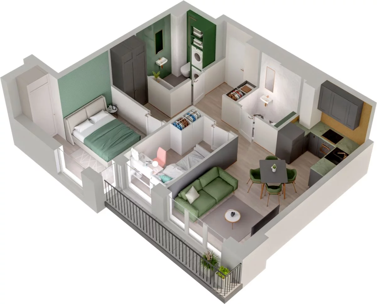 3 pokoje, mieszkanie 60,10 m², piętro 4, oferta nr WO/P3/63, Wiszące Ogrody, Gdańsk, Jasień, Kiełpinek, ul. Przytulna
