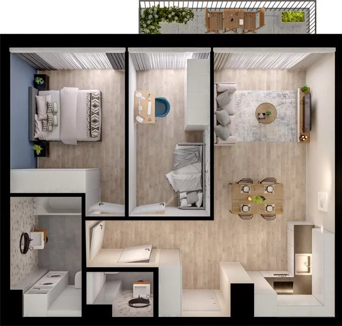 3 pokoje, mieszkanie 56,98 m², piętro 2, oferta nr WO/P33/29, Wiszące Ogrody, Gdańsk, Jasień, Kiełpinek, ul. Przytulna