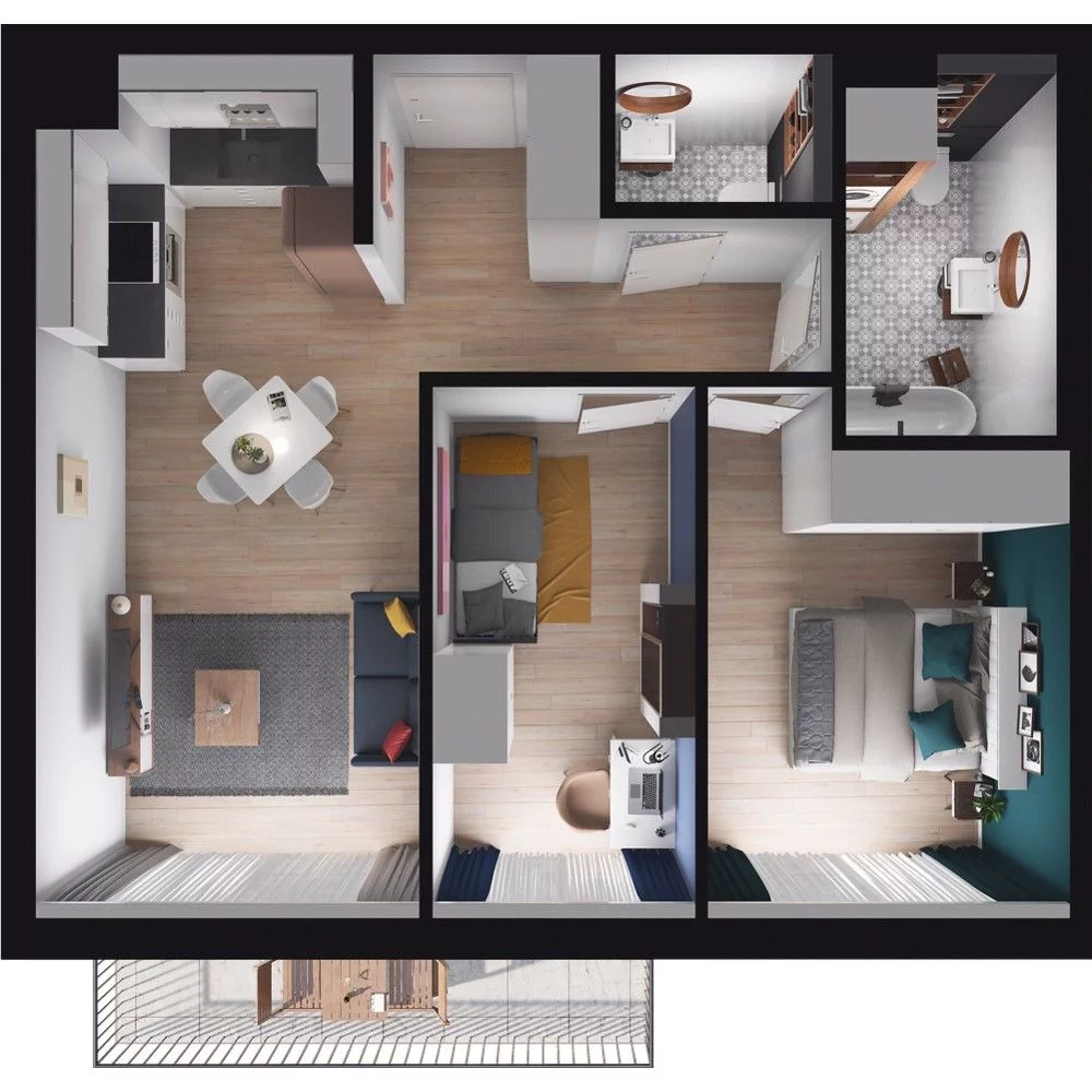 3 pokoje, mieszkanie 56,34 m², piętro 1, oferta nr WO/B2/19, Wiszące Ogrody, Gdańsk, Jasień, Kiełpinek, ul. Przytulna
