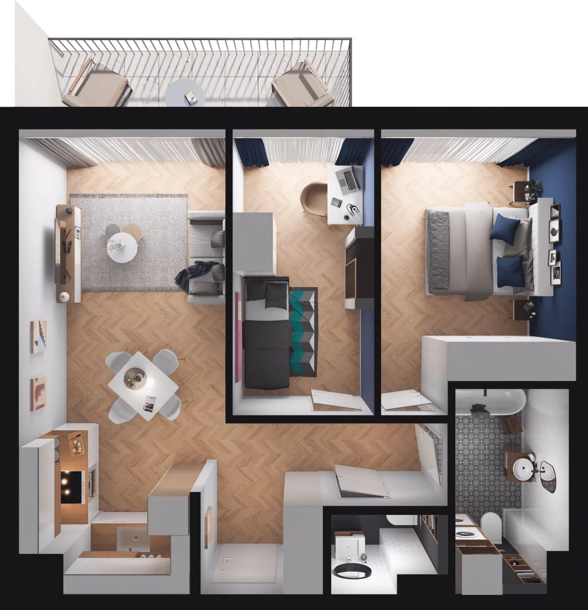 3 pokoje, mieszkanie 56,22 m², piętro 1, oferta nr WO/B2/22, Wiszące Ogrody, Gdańsk, Jasień, Kiełpinek, ul. Przytulna